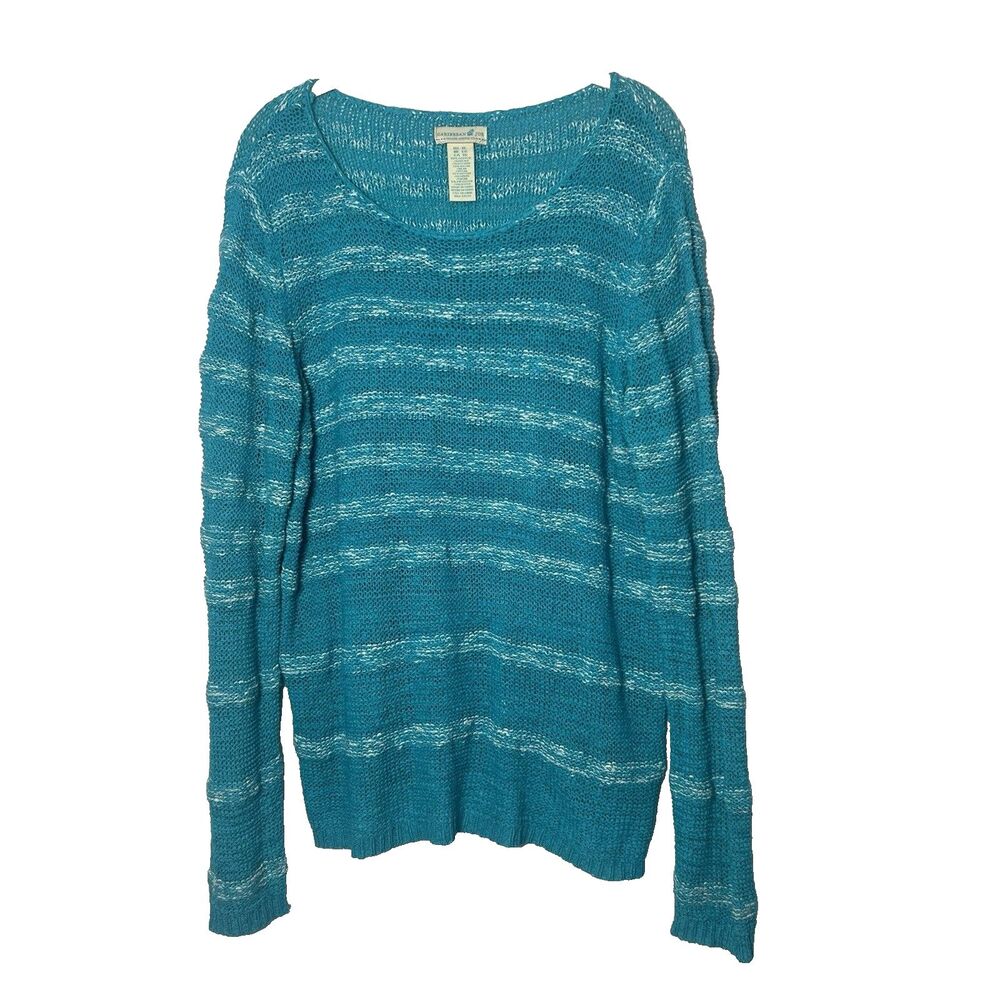 Caribbean Joe Women's XL Teal Open Knit Mesh Sweater Cover up Resort Boho Beach
